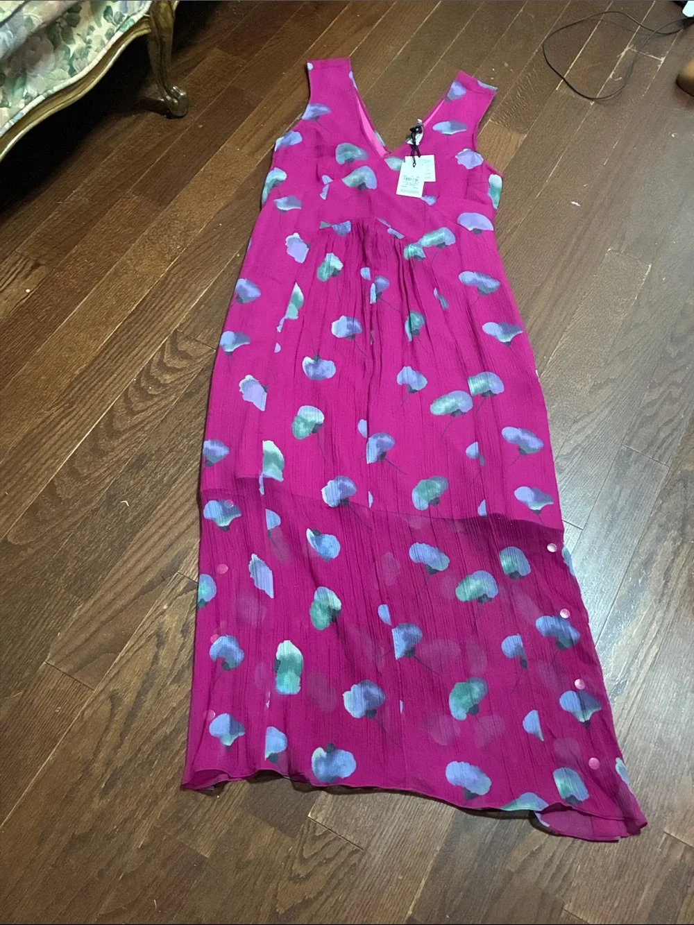 Fuchsia Floral Sleeveless Dress
